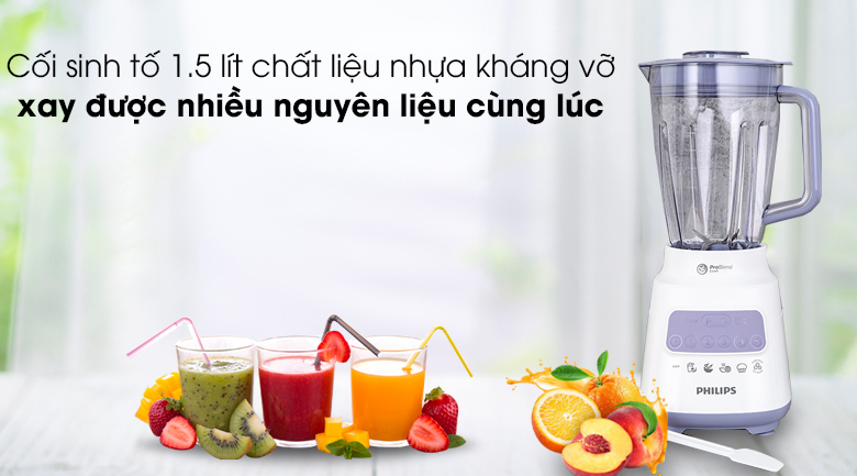 Máy xay sinh tố Philips HR2221 (Thay thế Model HR2115) - Hàng công ty (Bảo hành chính hãng 2 năm tại các Trung tâm bảo hành Philips trên toàn quốc)