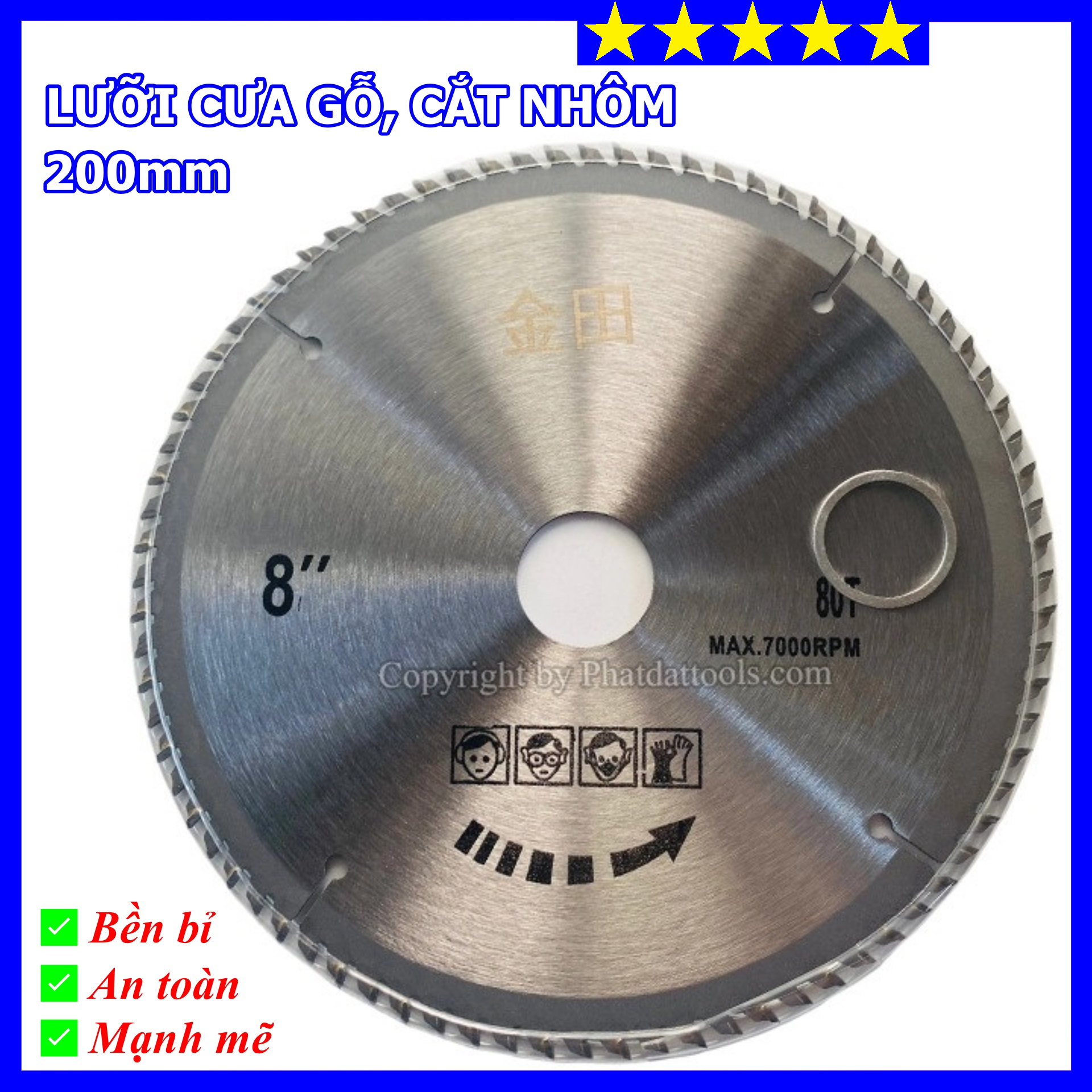 Lưỡi Cưa Gỗ 8 inch 100 Răng Cốt 25.4-30mm - Lưỡi Lắp Cho Máy Cưa Gỗ Bàn Mini - Cắt Đa Vật Liệu ( Lưỡi Cắt Nhôm 100 Răng - 200mm)