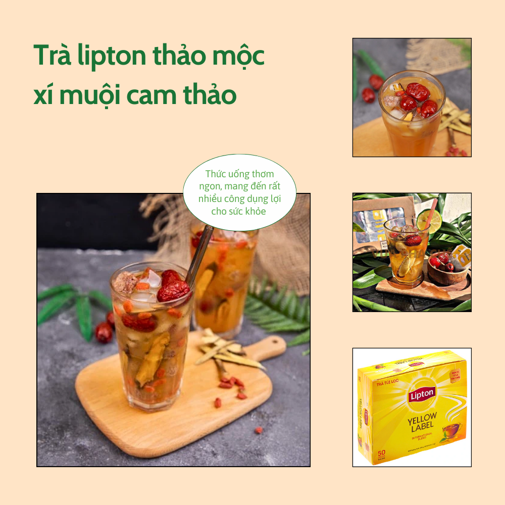 Trà lipton thảo mộc cam thảo xí muội (SET 10 gói)