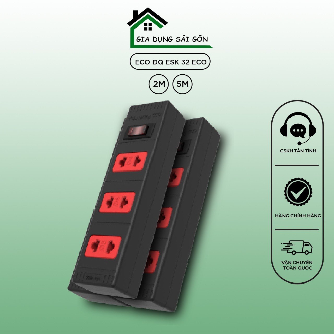 Ổ cắm điện quang eco đq esk 32 eco dây 2m, 5m