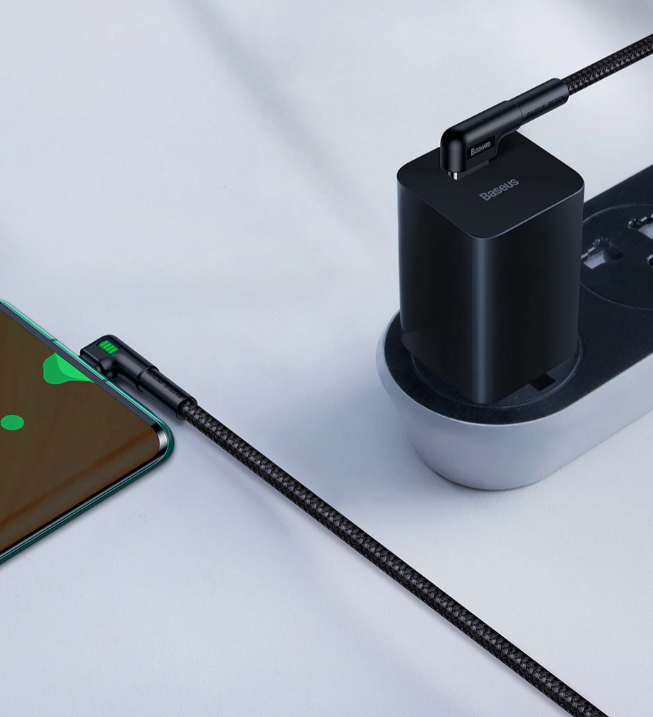 Baseus Elbow USB Type C Cable LED  Dành Cho Xiaomi Redmi Note 9 S 8 Pro Sạc Nhanh 3.0