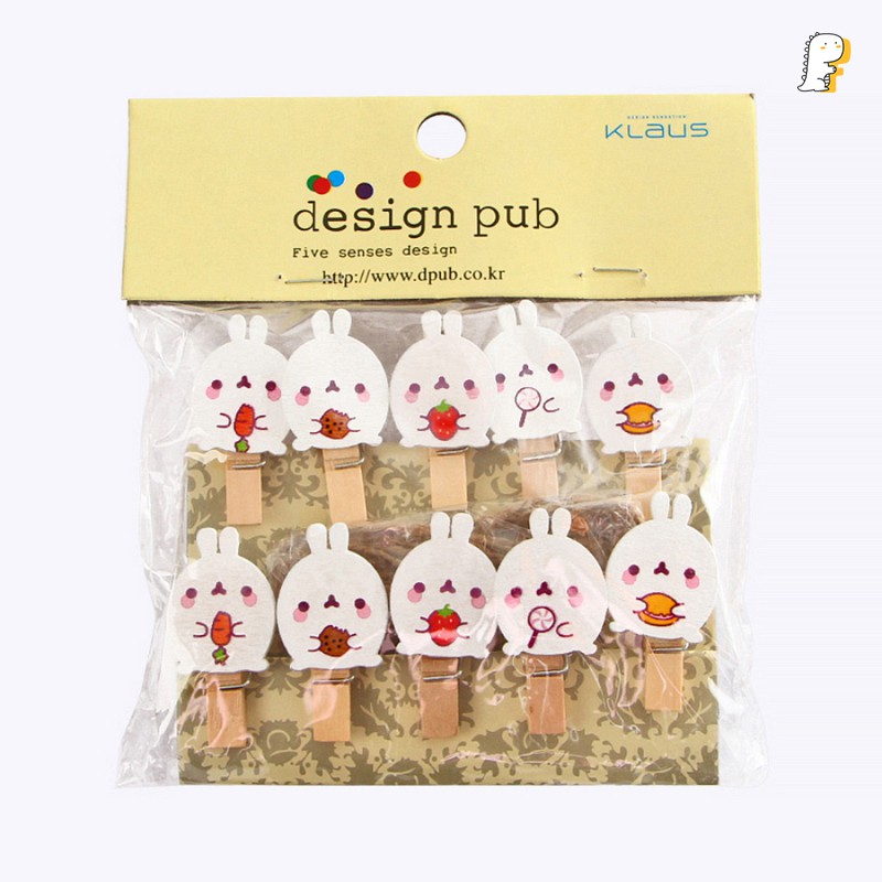 Set 10 kẹp gỗ treo ảnh trang trí Thỏ Molang eating