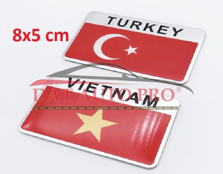 Tem 3D KIM LOẠI Cờ VIỆT NAM màu inox MẪU 2019 dán trang trí oto...