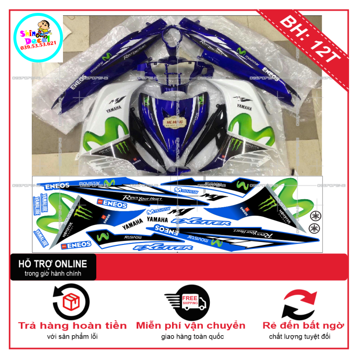 TEM XE EXCITER 2011 (TEM RỜI EX 2011) MOVISTAR TRẮNG XANH GP