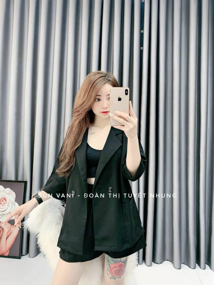 Sét vest đùi 3 mảnh tay dài-QH#vestnu