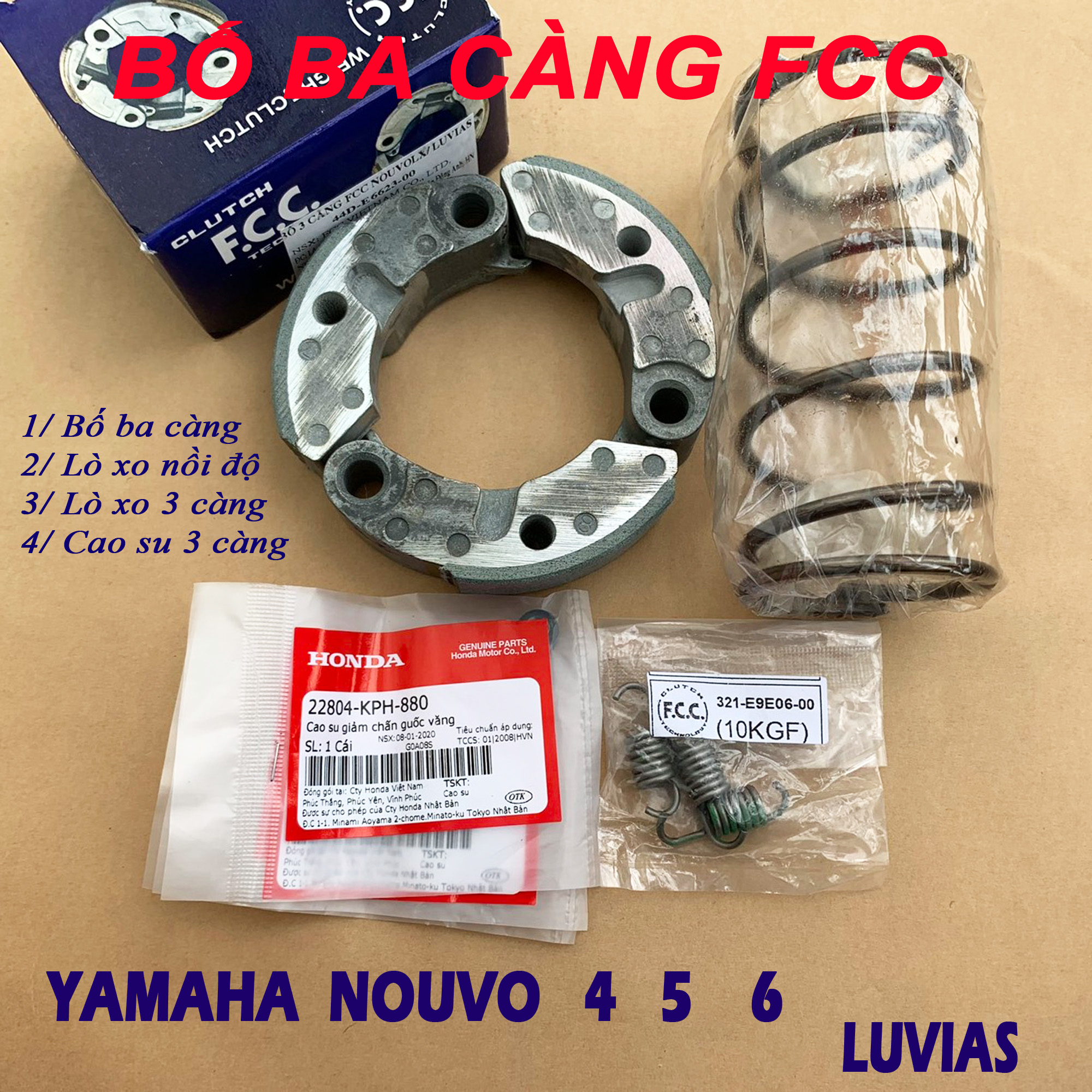 Bố ba càng và lò xo nồi độ cho Nouvo 4 5 6 Luvias