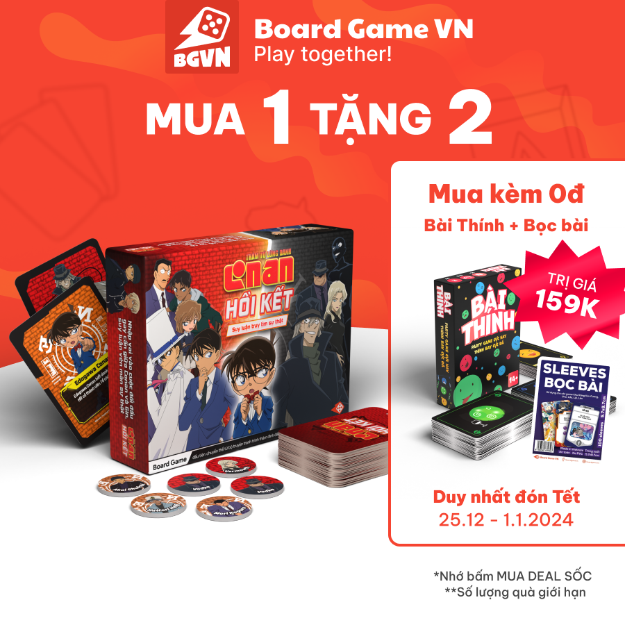 Board Game VN - Hồi Kết - Thám tử lừng danh Conan - kèm bộ Hồ sơ 25 nhân vật cực chất
