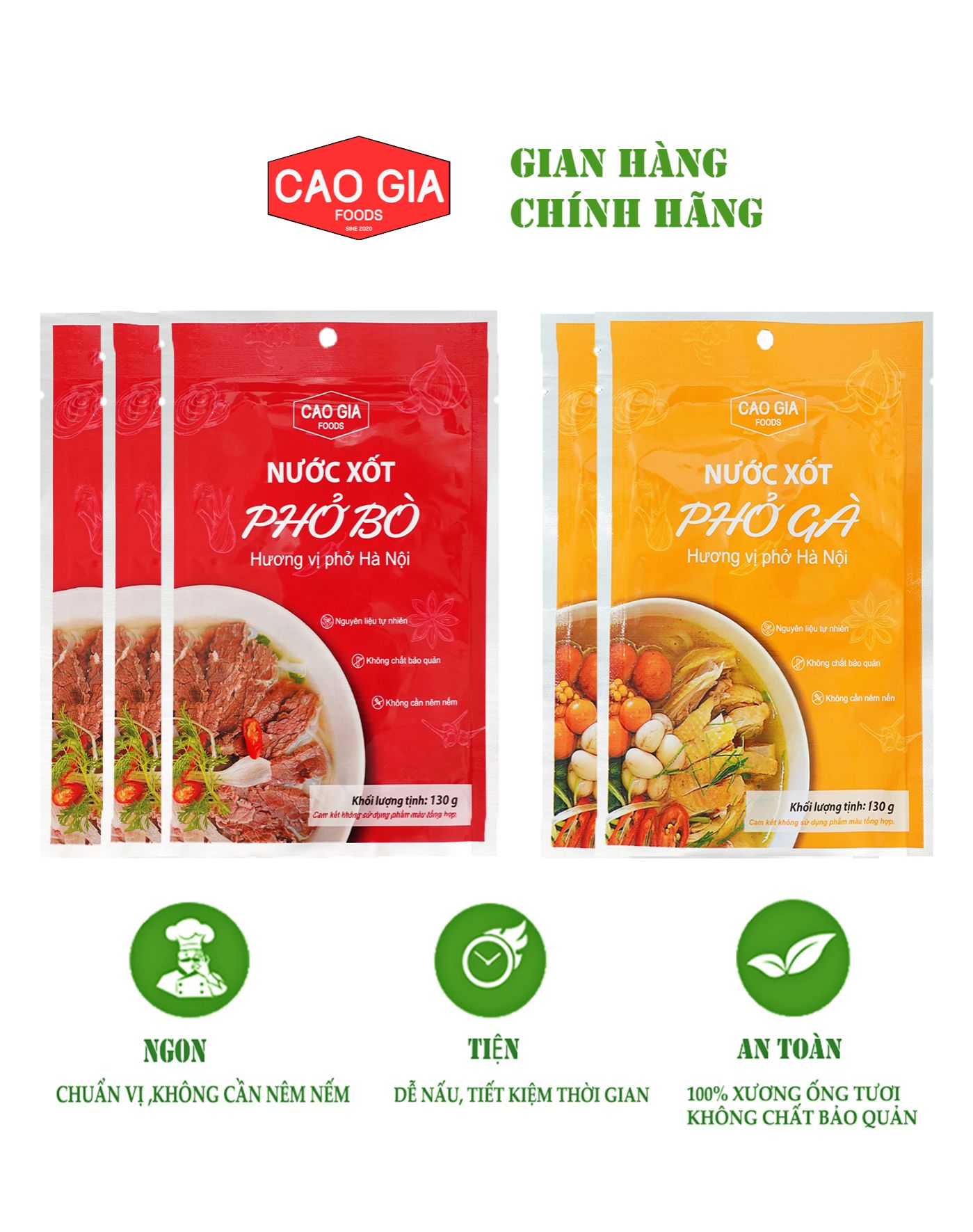 Combo nước xốt phở cao gia 3 bò + 2 gà