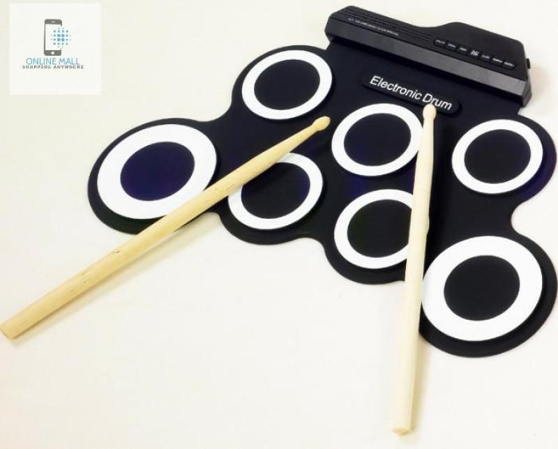 Online Mall Bộ trống điện tử chuyên nghiệp Electronic Drum Portable USB (Black White)