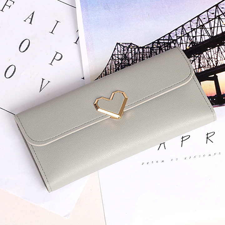 Ví Cầm Tay Nữ Loại Dài Khóa Hình Trái Tim - Ví Da Nữ Bóp Nữ Thời Trang