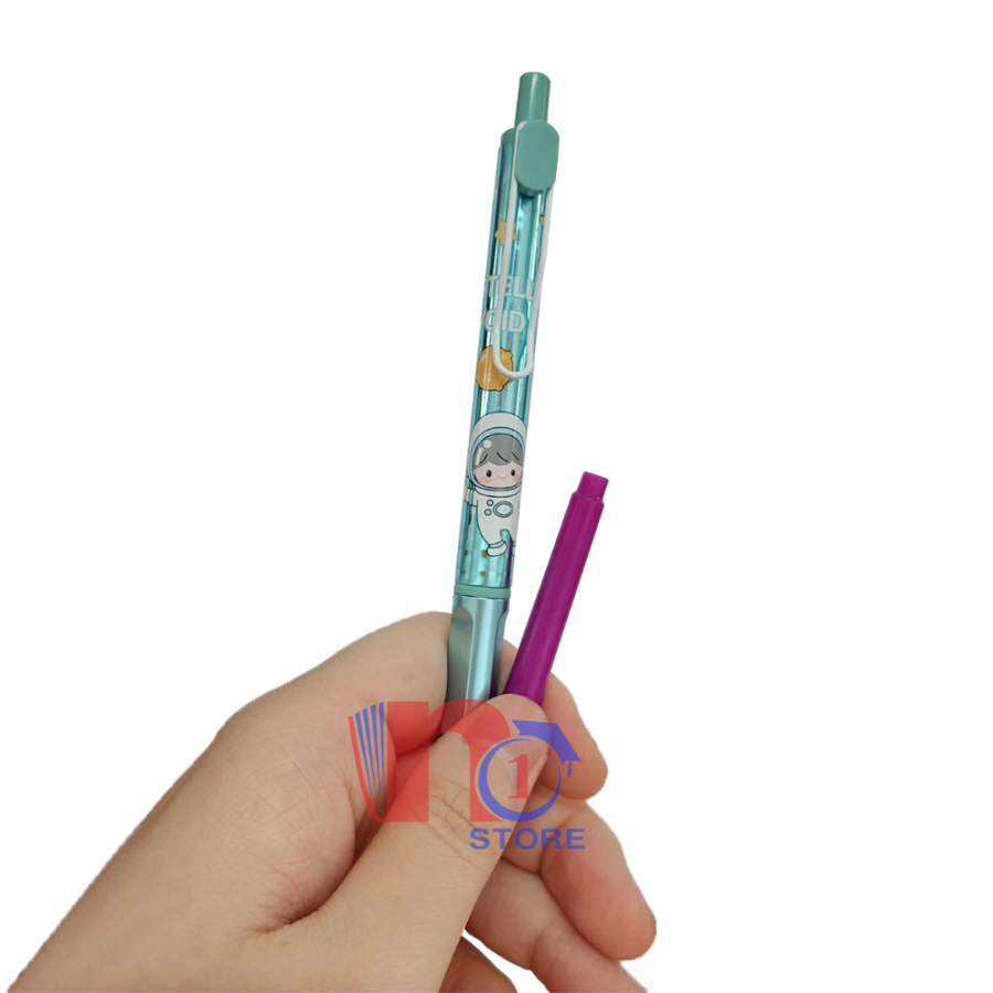 Bút Máy Bấm Xóa Được Mực Tím Kèm Ống Mực (Giao Mẫu Ngẫu Nhiên)
