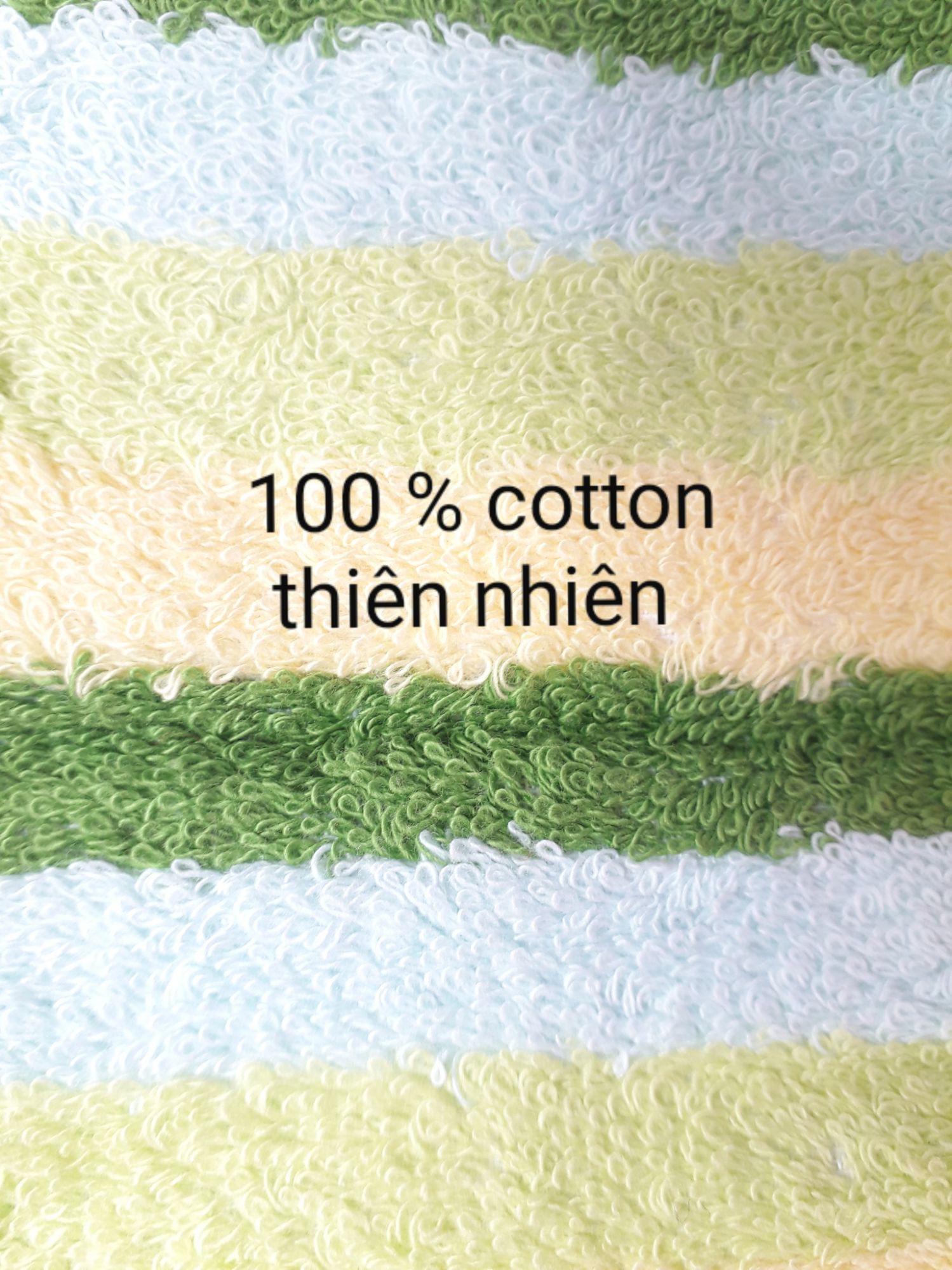 Khăn mặt 4 tấc cotton, sọc đũa xanh lá (28x 42 cm)