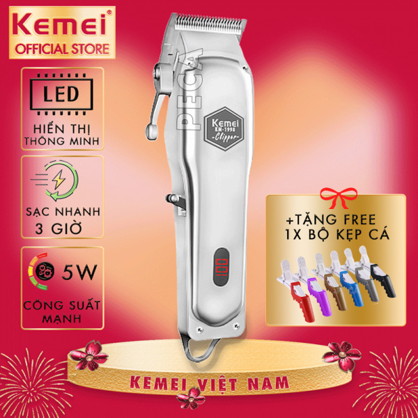 Tông đơ cắt tóc Kemei KM-1998 có màn hình LED hiển thị toàn thân là hợp kim nhôm cao cấp chuyên nghiệp dùng để fade tóc, tattoo tóc chuyên dụng cho salon tiệm tóc, barber cắt tóc gia đình và trẻ em giá rẻ