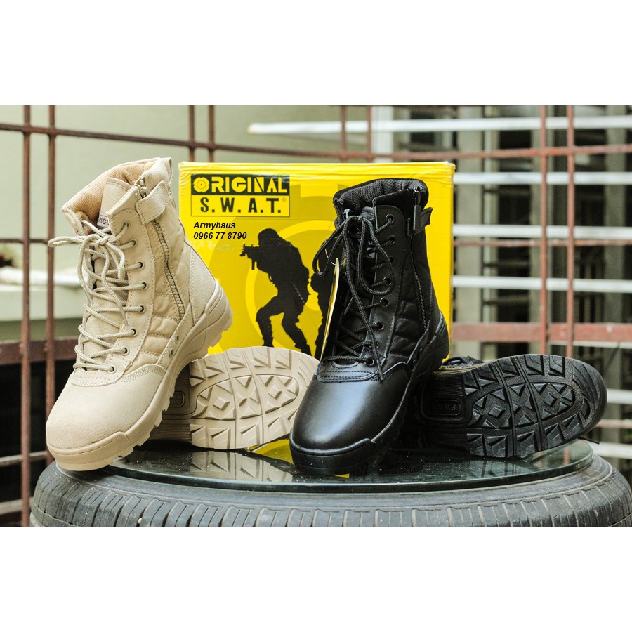 GIÀY PHƯỢT SWAT CỔ CAO MÀU ĐEN, VÀNG CÁT