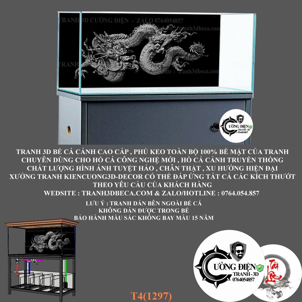 Decal dán bể cá cảnh 3D , siêu nét , chân thực