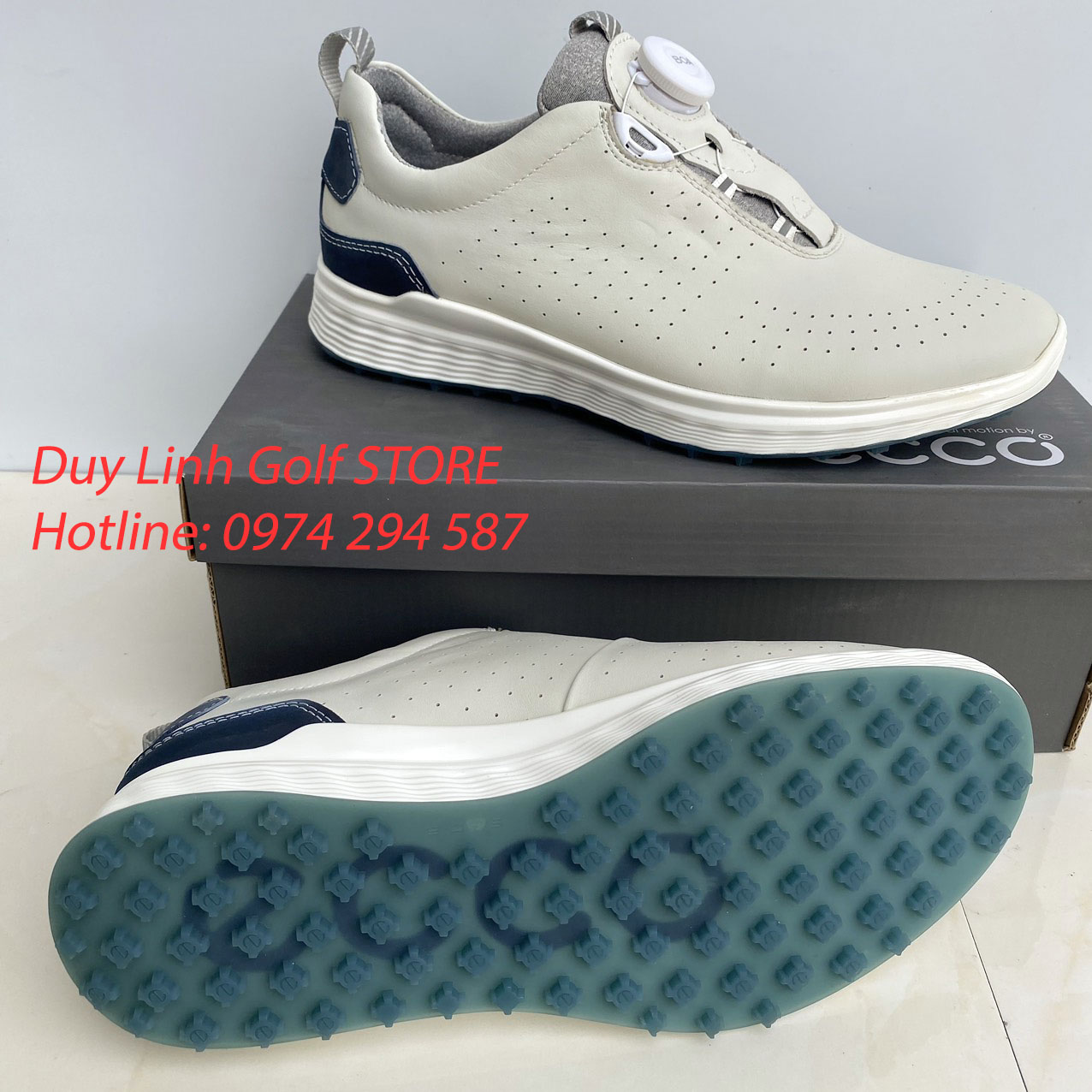 giày golf nam ecco nút vặn tiện lợi, chất liệu da PU cao cấp, không thấm nước, đi êm chân.. ecco golf shoes men. giày gôn