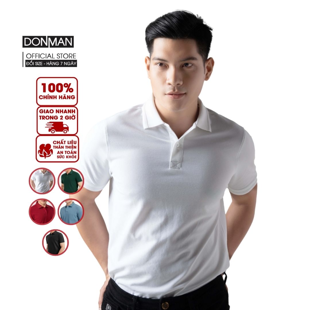 Áo polo nam cổ bẻ cotton cvc, áo thun phông polo donman chất thoáng khí thoải mái vải cotton trơn basic at26