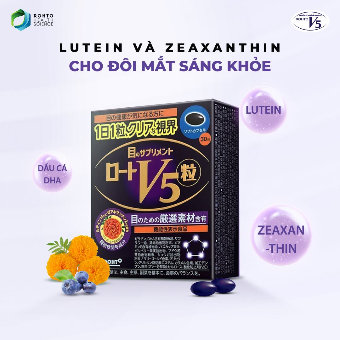 Thực phẩm bổ mắt cho đôi mắt sáng khỏe Rohto V5 (nhập khẩu từ Nhật Bản)