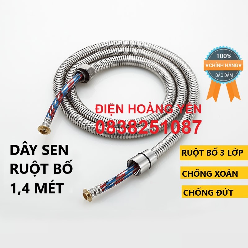 Dây sen dây xịt INOX 304 1.4m chịu áp lực 3 lớp.Dây sendây bát sen tắm 3 lớp inox 304