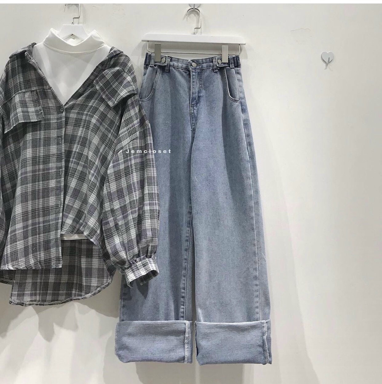 BAGGY JEANS LƯNG CAO ĐAI NÚT