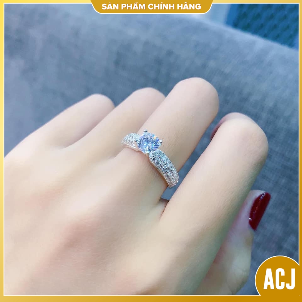 Nhẫn bạc thật nhẫn nữ đính đá mẫu mới cực đẹp ms09 - Nhẫn ACJ bạc chuẩn ảnh thật chất lượng tốt