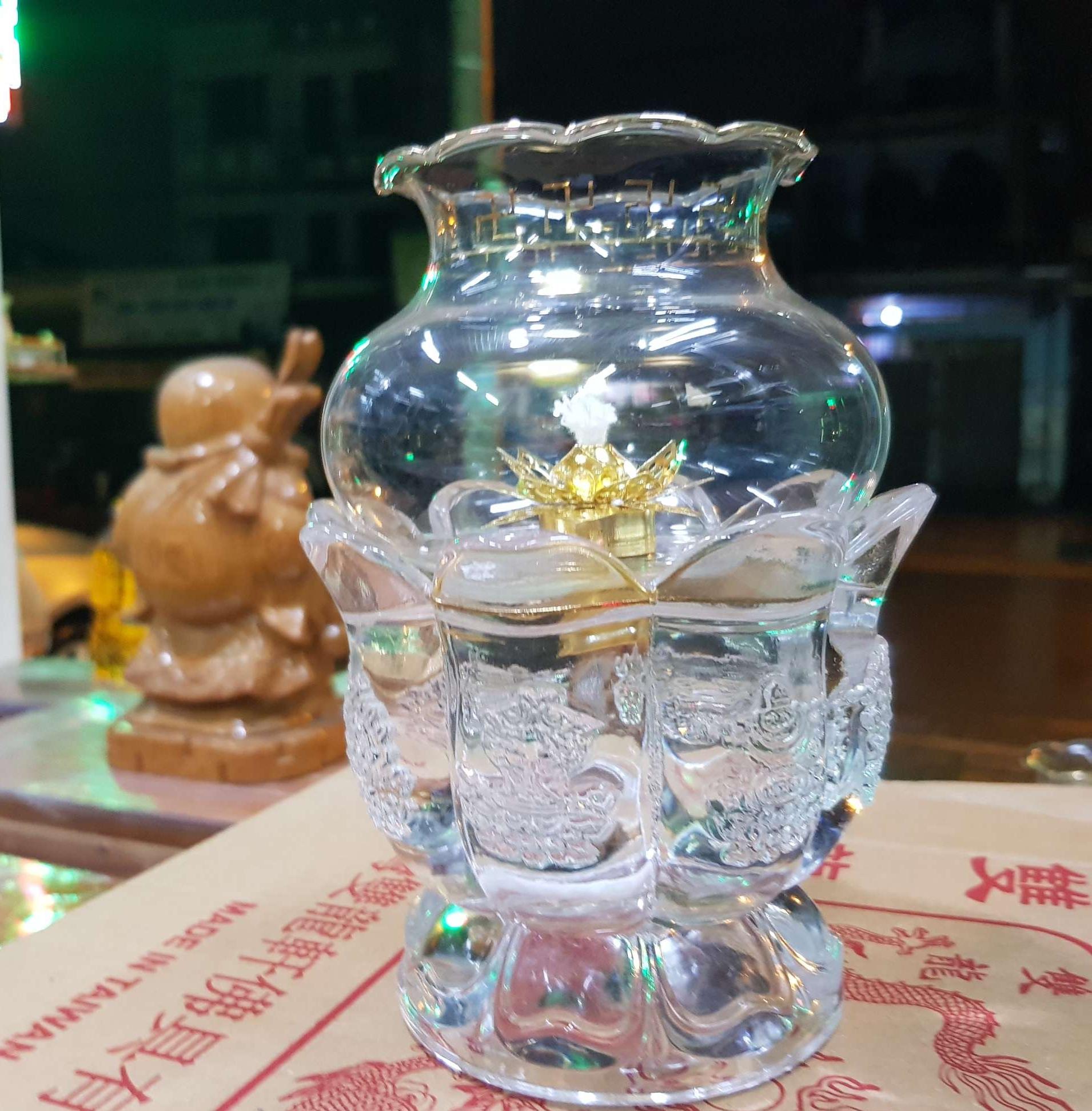 [HCM]đèn thờ đốt dầu lưu ly cát tường cao 17 cm