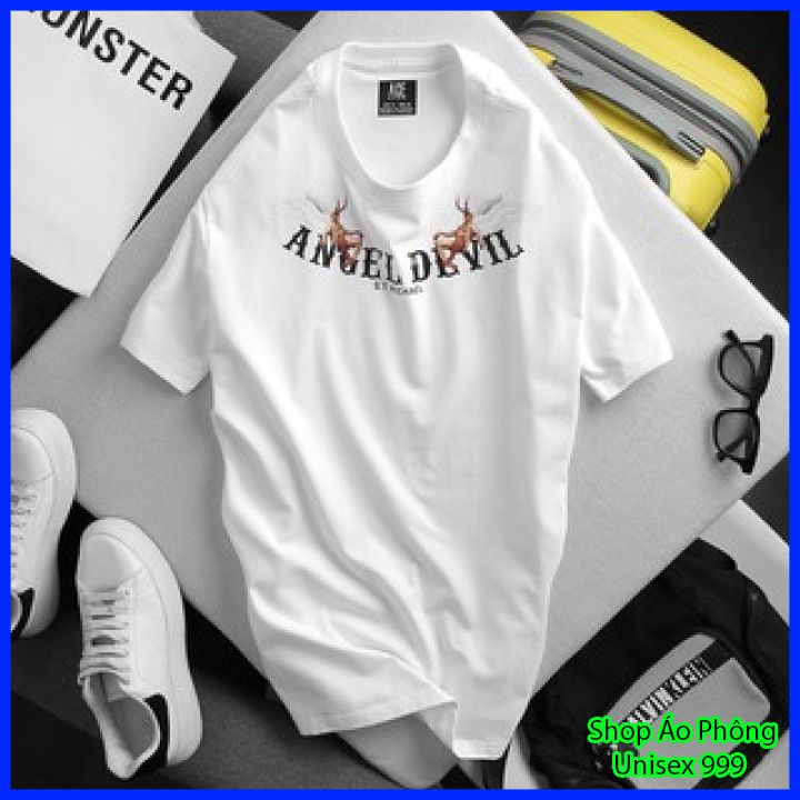 Áo Thun ANGEL DEVIL UNISEX Nam Nữ Cotton Co Giãn 4 Chiều