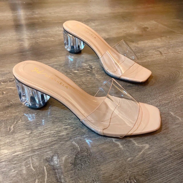 [Hoàn Tiền 15%]Dép cao gót 5p quai trong mẫu đẹp dễ mang siêu xinh (có video) 009