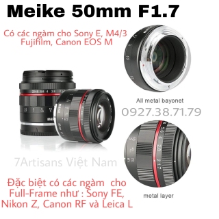 Ống kính Meike 50mm F1.7 Full-Frame và APS-C cho Fujifilm, Sony E FE thumbnail