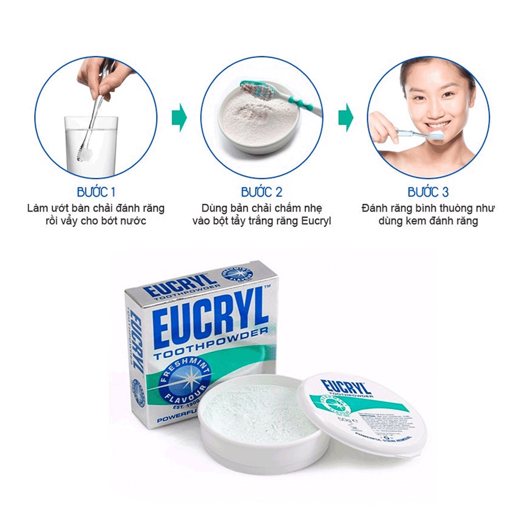 Bột Hỗ Trợ Tẩy Trắng Răng Eucryl Toothpowder 50Gr
