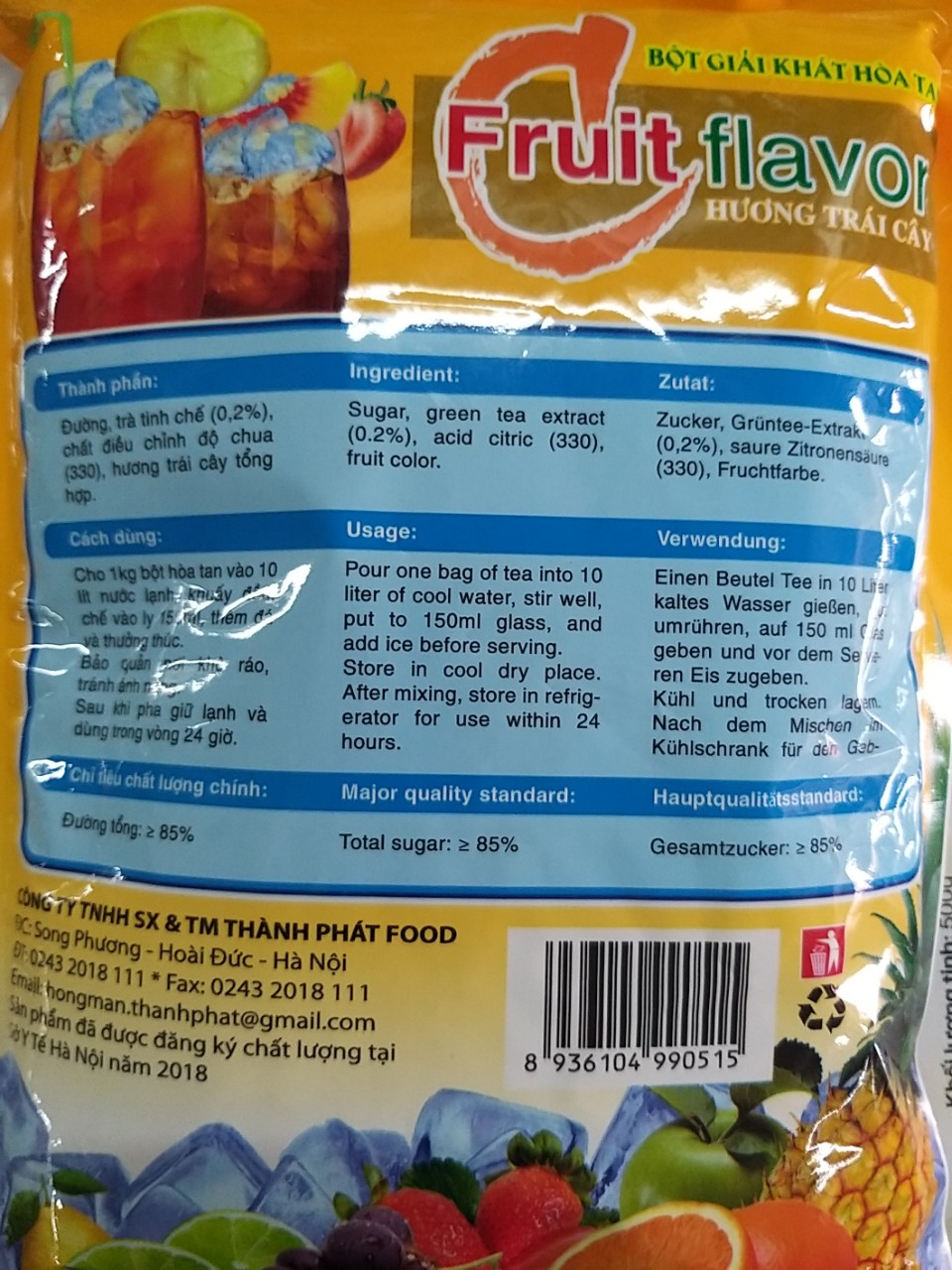 gói 1kg bột pha trà đào hòa tan