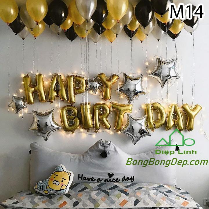 HCM Sét bong bóng sinh nhật trang trí gồm bóng siêu nhũ bóng nhũ nhiều mẫu - Diệp Linh  chất liệu tráng nhôm cao cấp có van 1 chiều tự khoá khi bơm xong