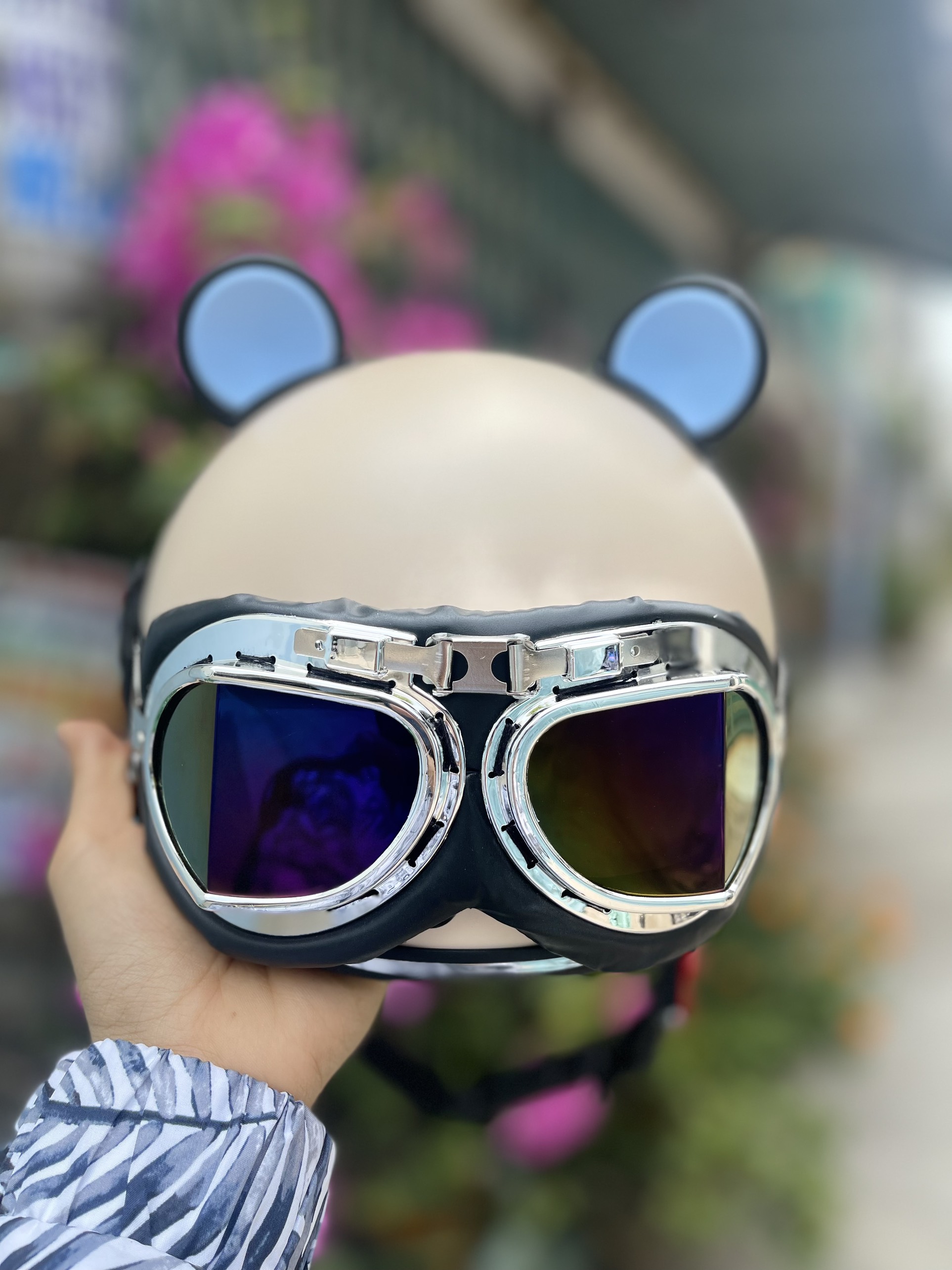 NÓN BẢO HIỂM KÍNH PHI CÔNG KÈM TAI GẤU MICKEY