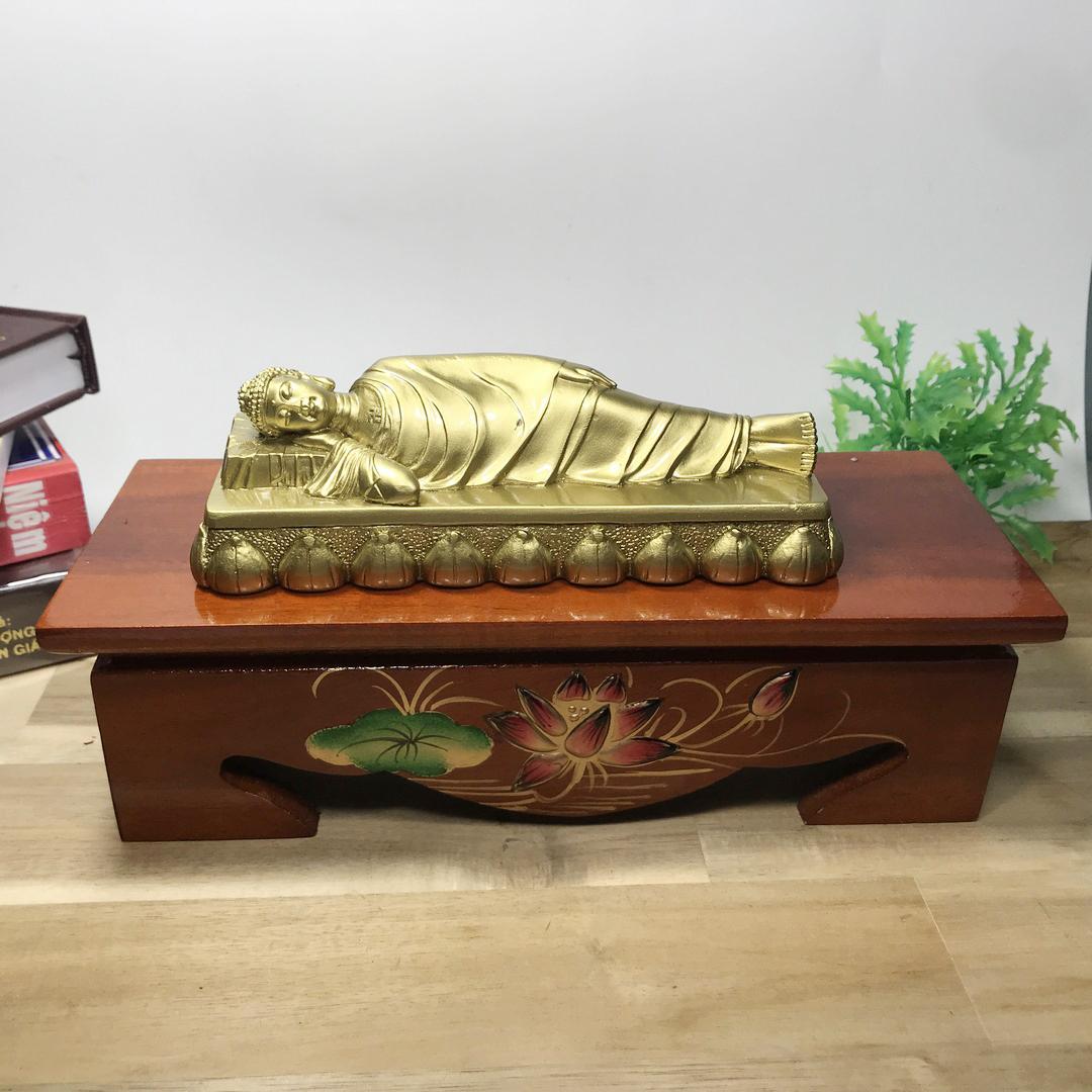 Đôn gỗ dài khắc hoa sen nổi đặt tượng thờ-Nhiều cỡ
