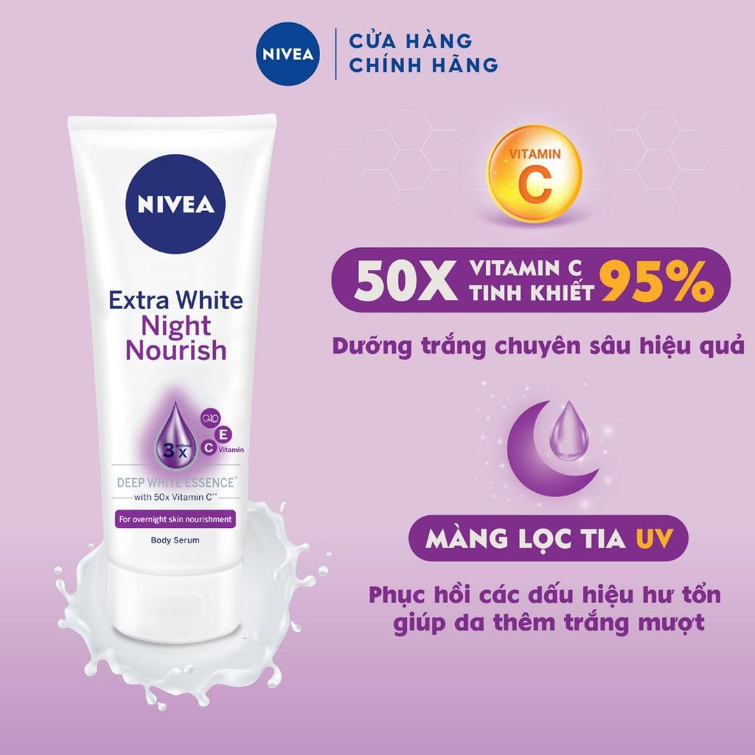 Serum Dưỡng Thể Trắng Da Ban Đêm Nivea 180ml