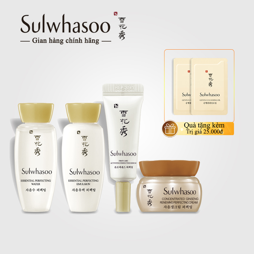 [Tách set] Bộ dưỡng da nâng cơ Sulwhasoo Perfecting Daily Routine Kit (4 items) - Set nhân sâm mini Sulwhasoo 4 sản phẩm