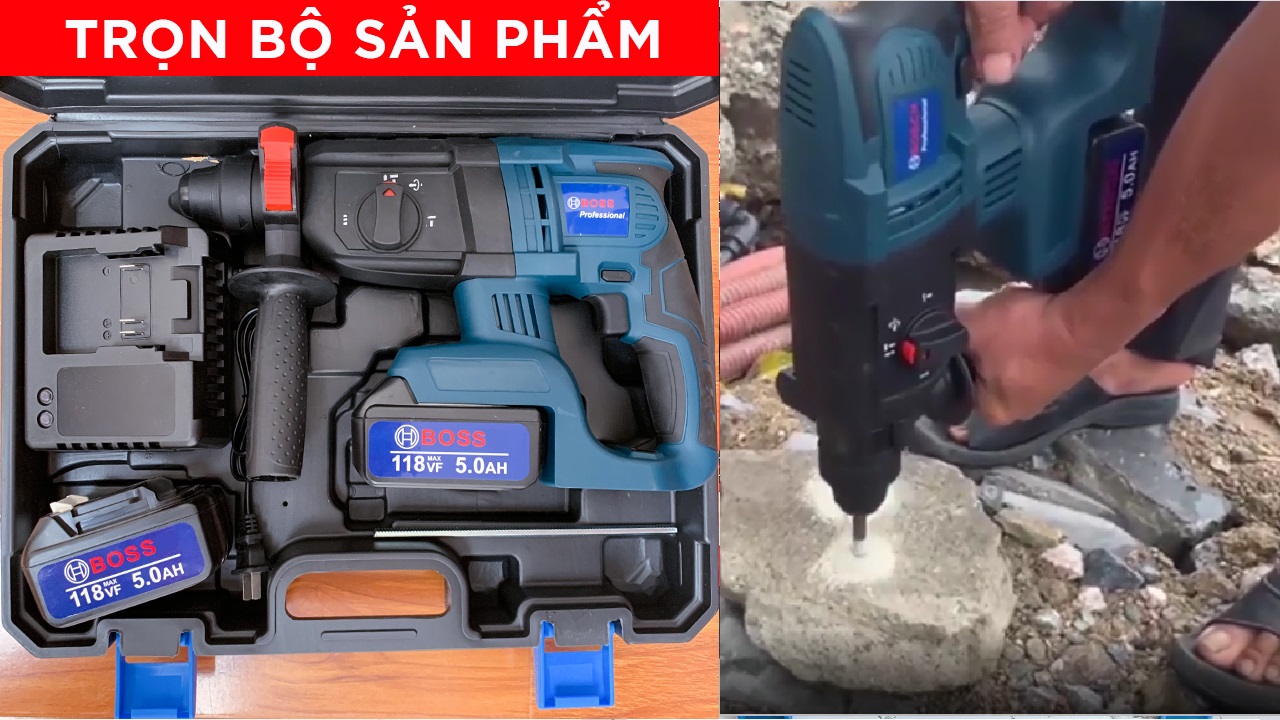 MÁY KHOAN BÊ TÔNG DÙNG PIN BOSCH 118V( máy 1 pin không hộp)