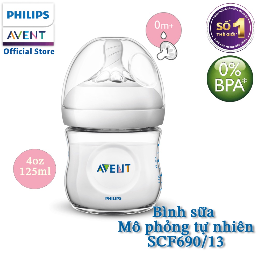 Bình sữa Philips Avent thiết kế mô phỏng tự nhiên bằng nhựa SCF690/13
