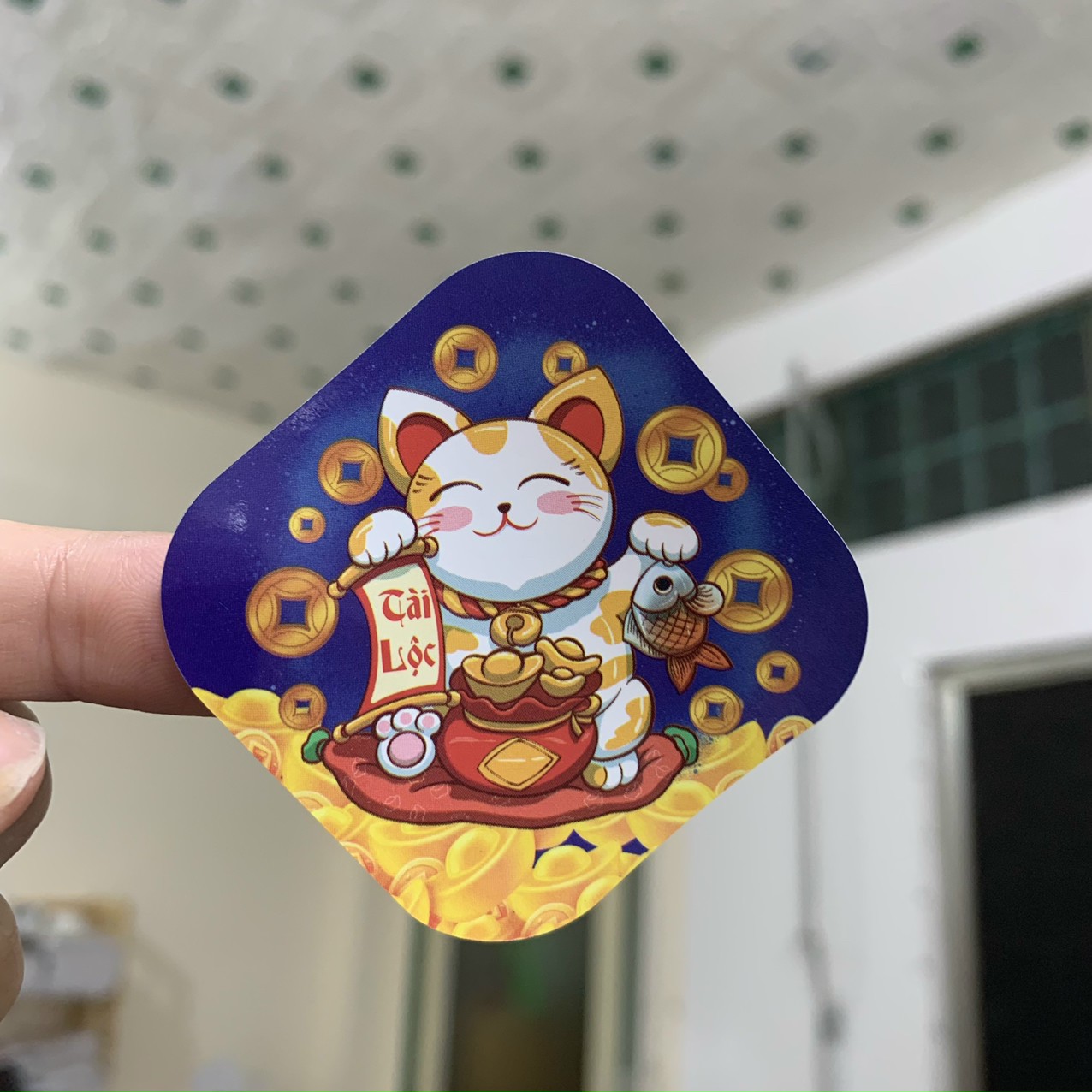 100 Tem dán, Nhãn dán Tết  - Thoi 6cm - vuông 5cm