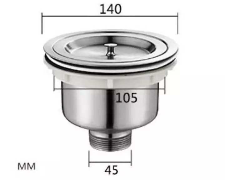 [HCM]Đầu Xả Chậu Rửa Chén Ø 140 (inox 304)