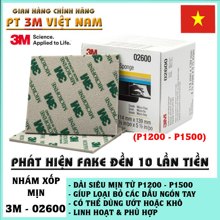 Nhám Xốp Mịn 3M 02600 MicroFine Softback Sanding Sponge (P1200-1500)