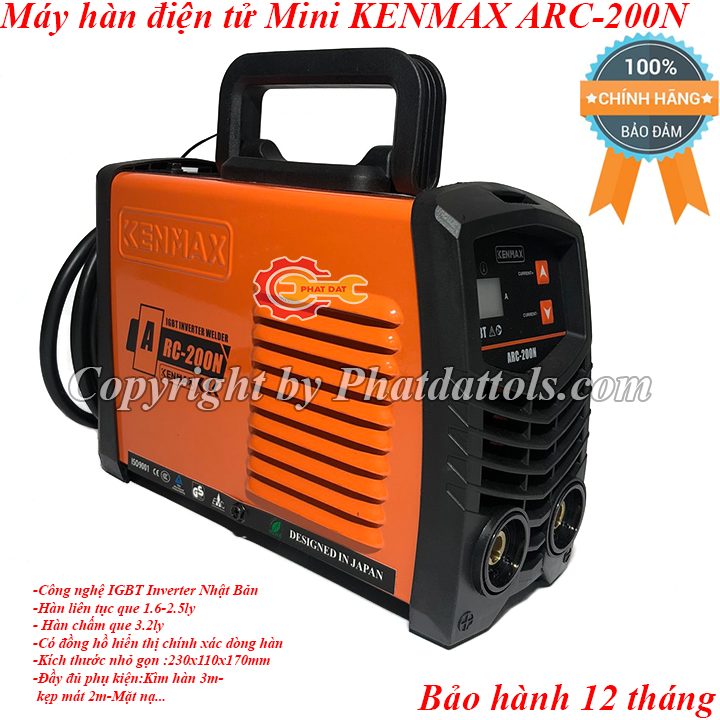 Máy hàn điện tử mini kenmax arc-200n-công nghệ nhật bản--bảo hành 12 tháng-đầy đủ phụ kiện