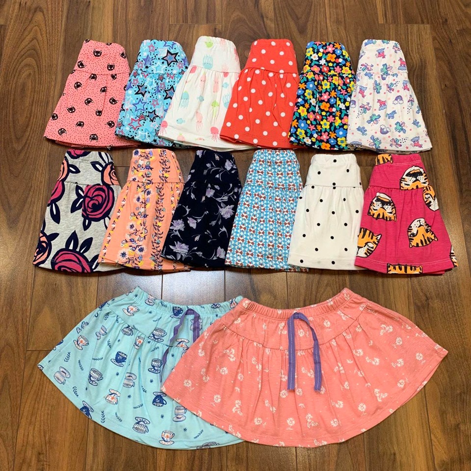 Set 3 cái Váy quần bé gái vải coton xuất dư đủ size từ 5 đến 35kg có quần lót trong set 3 cái đủ màu ngẫu nhiên khác nhau