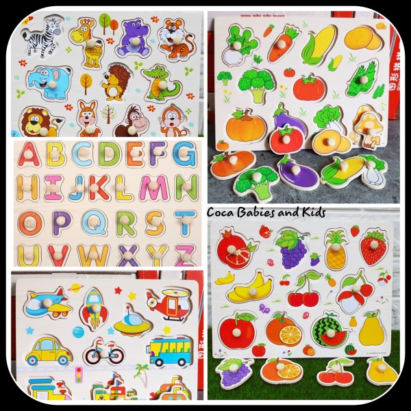 Bảng núm gỗ nhiều chủ đề gần gũi xung quanh cho bé học nhận biết (hoa quả, trái cây, chữ cái, con số...)
