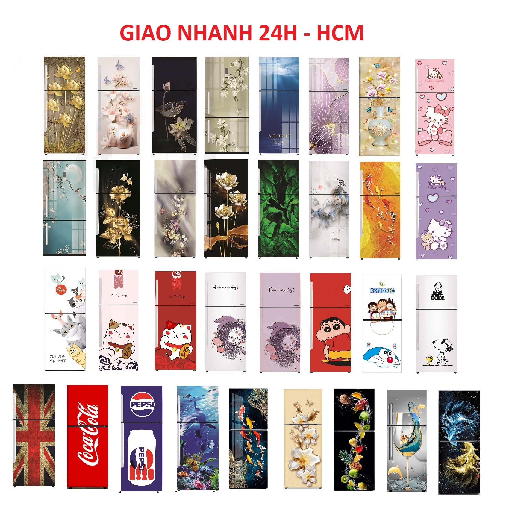 [HCM]Giấy Decal Dán Tủ Lạnh MÈO THẦN TÀI (ĐỎ) (mẫu mới) - THUTHAODECOR