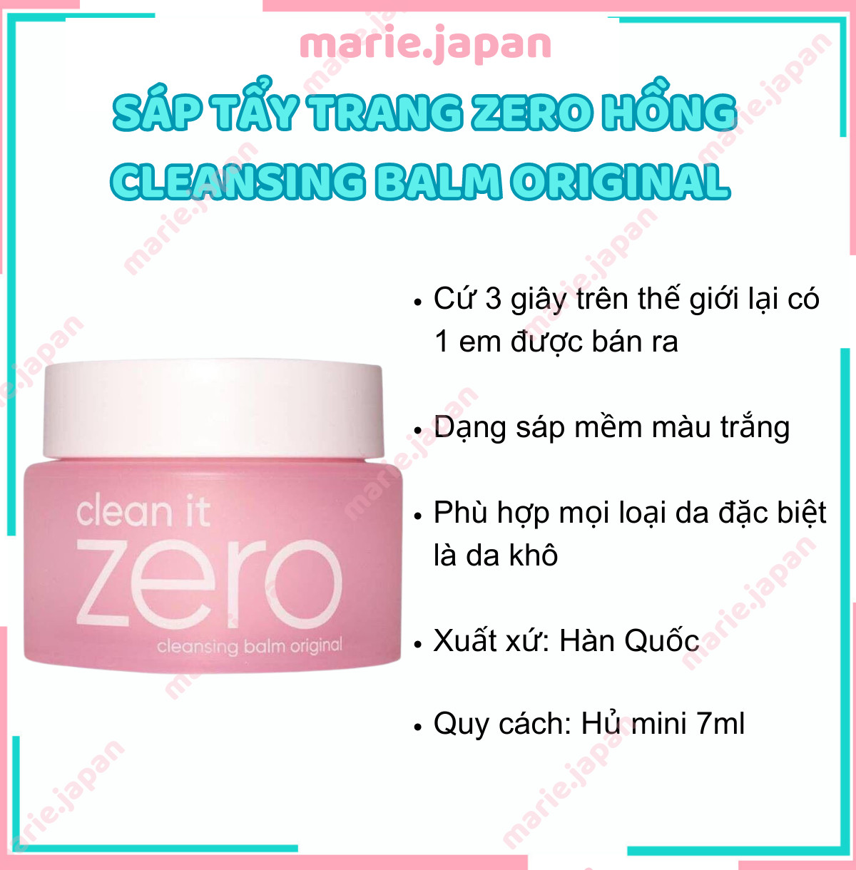 Sáp Tẩy Trang Zero Cleansing Balm Original Mini 7ml