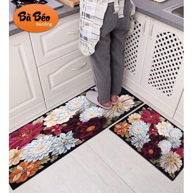 Bộ 2 thảm nhà bếp hình 3d ( chụp thật cực đẹp) bà béo Bedding ( Màu Ngẫu Nhiên)