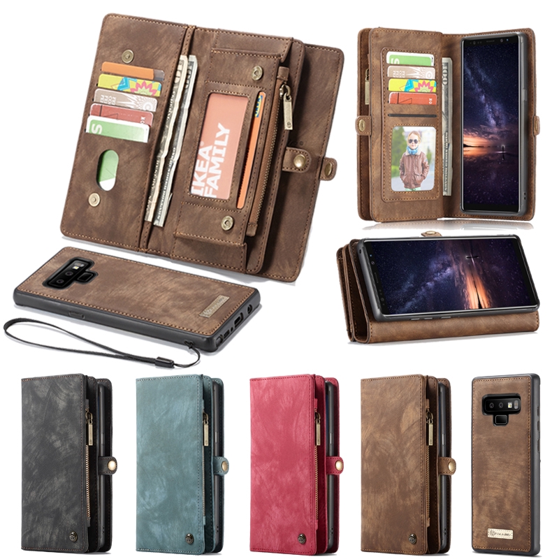 Bao da PU dạng ví dài retro cho điện thoại Samsung Galaxy Note 9