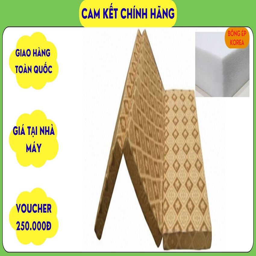 Nệm bông ép Korea Gấp 3 Hàn Quốc 1M4 X 2M X 5CM Giá Tại Nhà Máy