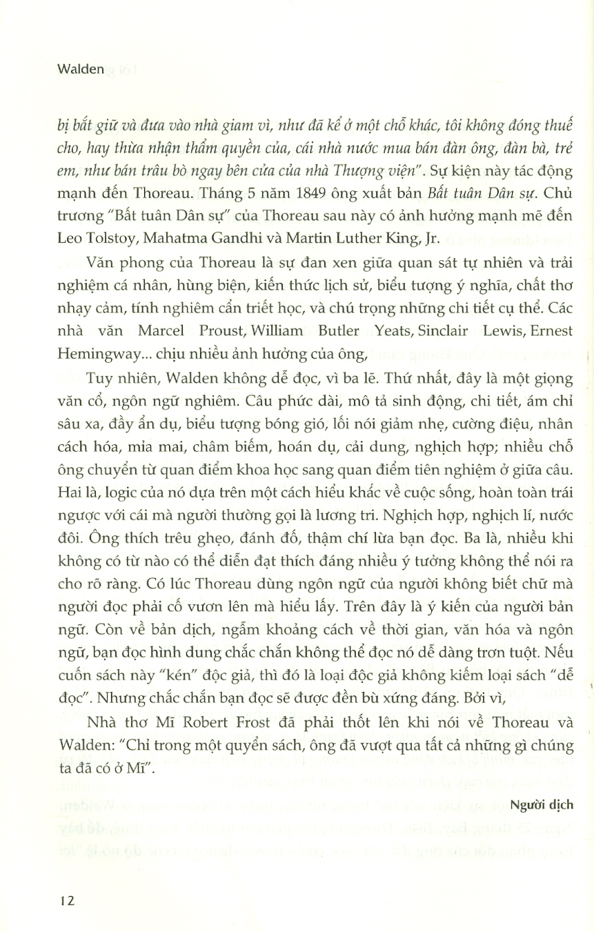 Walden - Một Mình Sống Trong Rừng (Tái Bản)